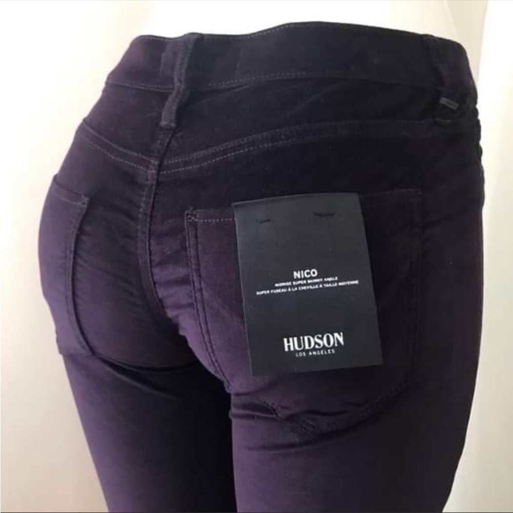 HUDSON NICO ANKLE SKINNY JEANS IN DEGRADE BURGUNDY Size 27